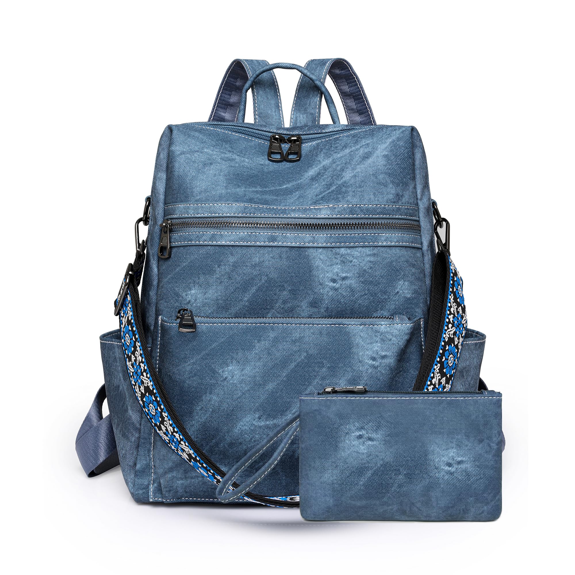 PALAY® Backpack for Women Fashion PU Tote Bag Shoulder Bag with Small Utility Hand Bag, Fashion Variable Tote Shoulder Backpack Multi Layer Casual Day Bag Travel Backpack, Blue PALAY® Backpack for Women Fashion PU Tote Bag Shoulder Bag with Small Utility Hand Bag, Fashion Variable Tote Shoulder Backpack Multi Layer Casual Day Bag Travel Backpack, Blue